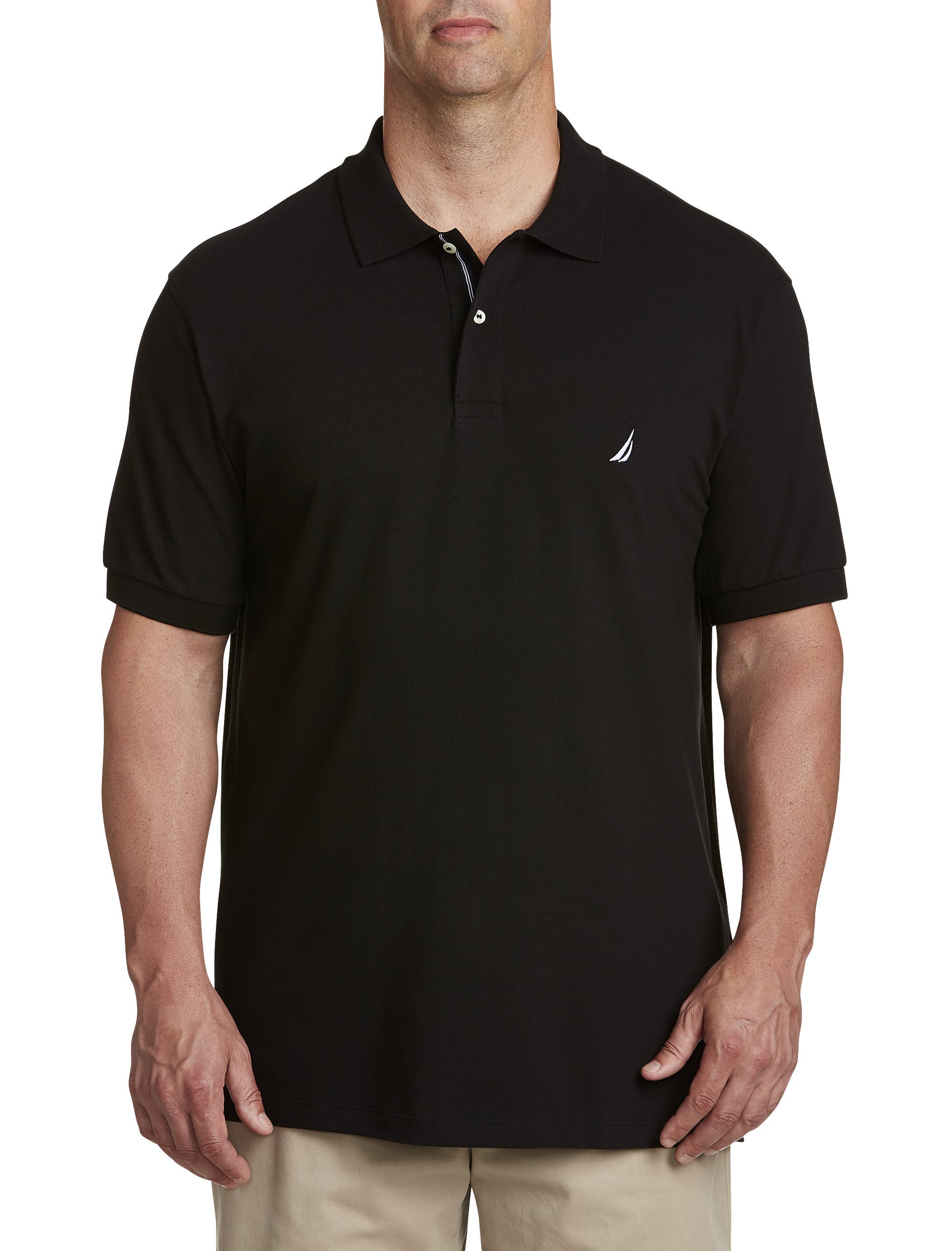 Nautica Stretch Piqué Polo Shirt in Black 
