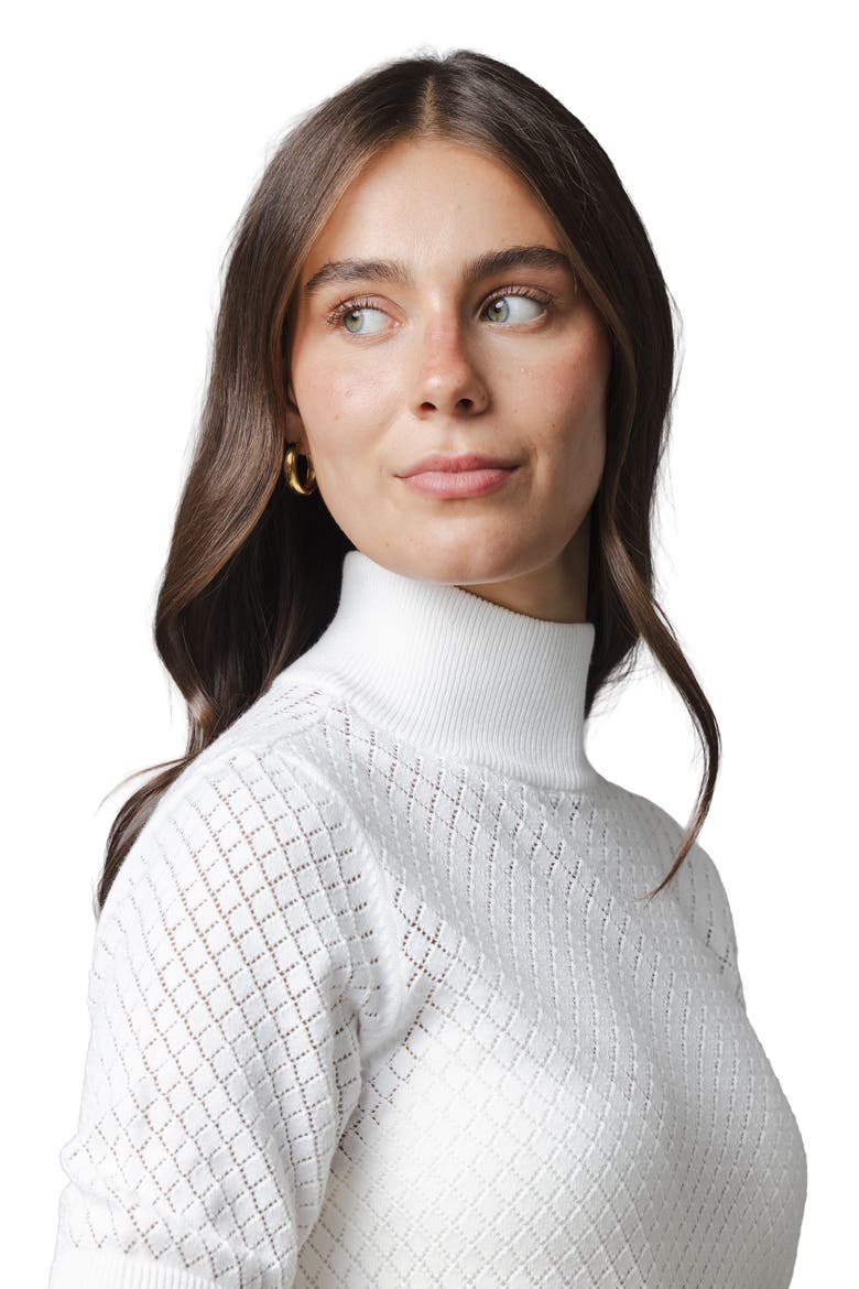Organic Diamond Stitch Mock Neck Sweater, Alternate, color, Soft White Pointelle