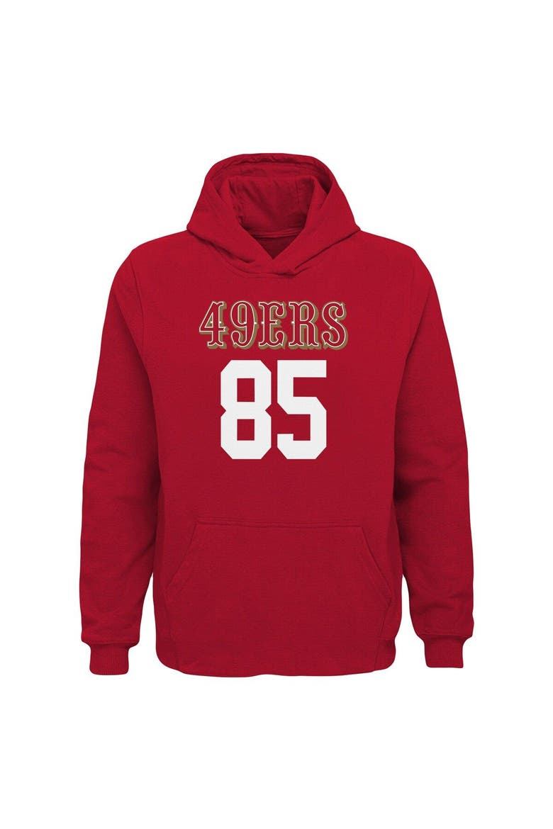 Youth George Kittle Scarlet San Francisco 49ers Mainliner Player Name & Number Pullover Hoodie, Alternate, color, Scarlet