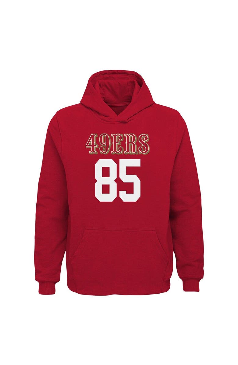 Outerstuff Youth George Kittle Scarlet San Francisco 49ers Mainliner Player Name & Number Pullover Hoodie, Alternate, color, 