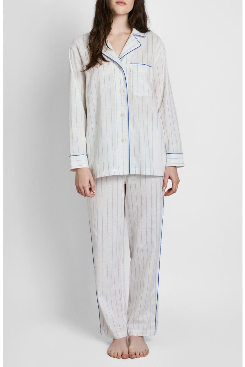 Linen-Cotton Margaret Pajama Set, Main, color, Baker Stripe