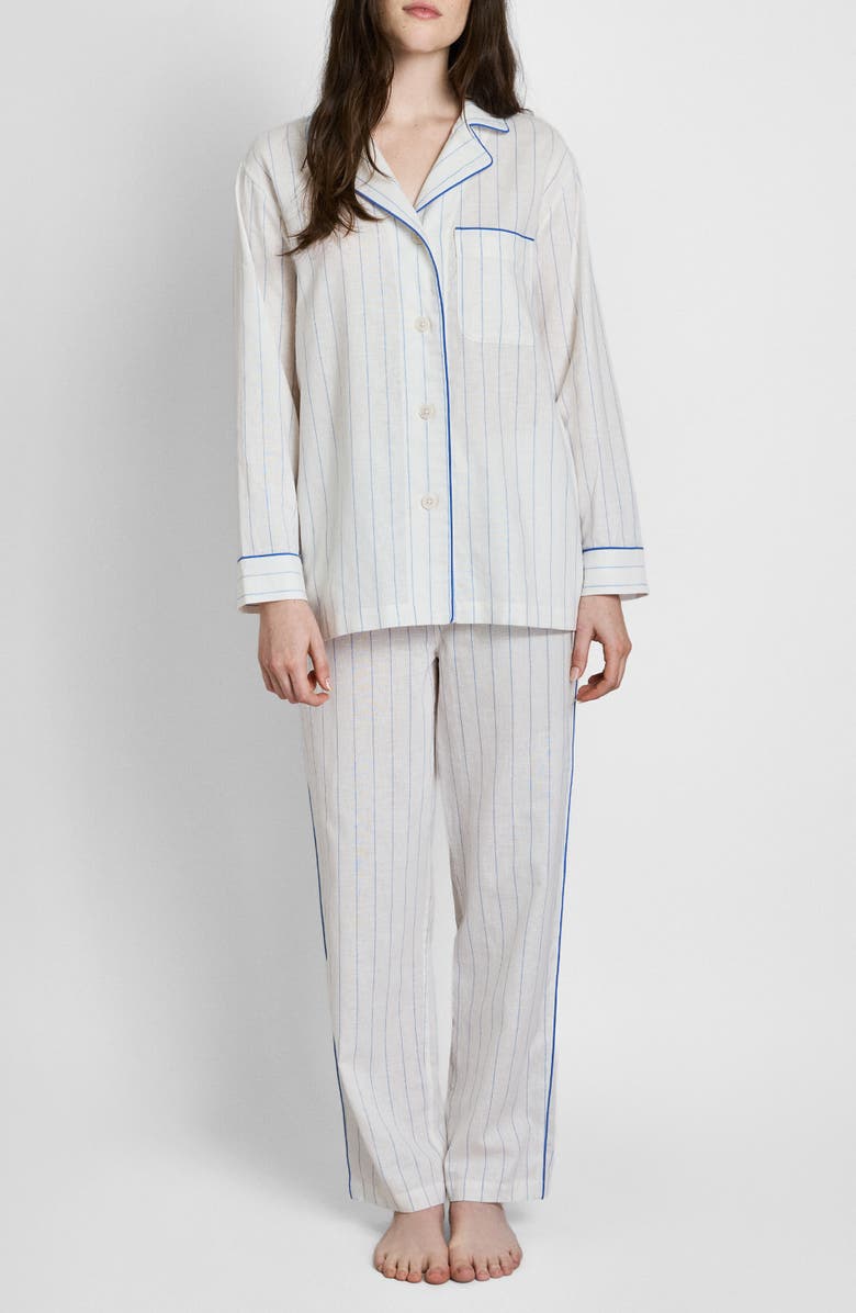 Sleepy Jones Linen-Cotton Margaret Pajama Set, Main, color, Baker Stripe