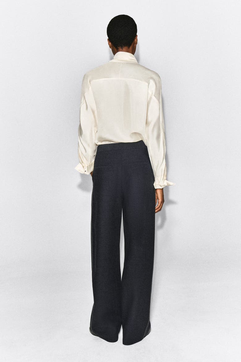 Topstitched Barrel-Leg Pants, Alternate, color, CHARCOAL