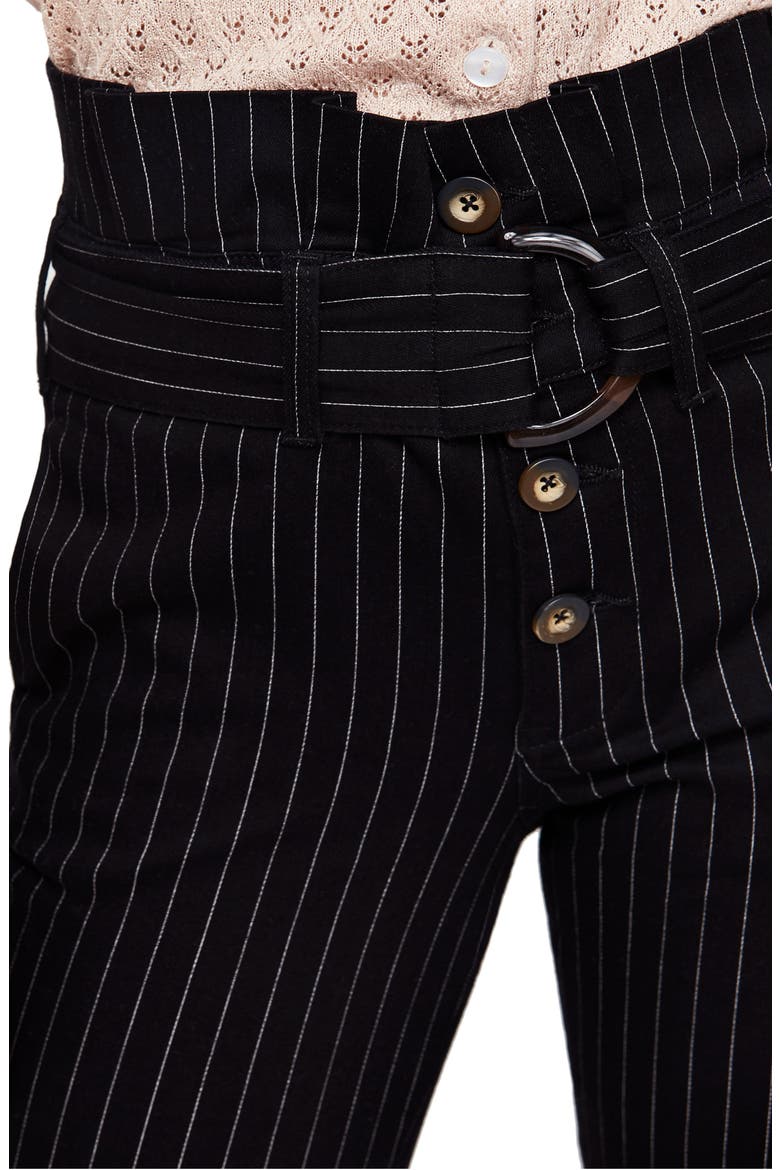 Montella Pinstripe Crop Skinny Pants, Alternate, color, BLACK