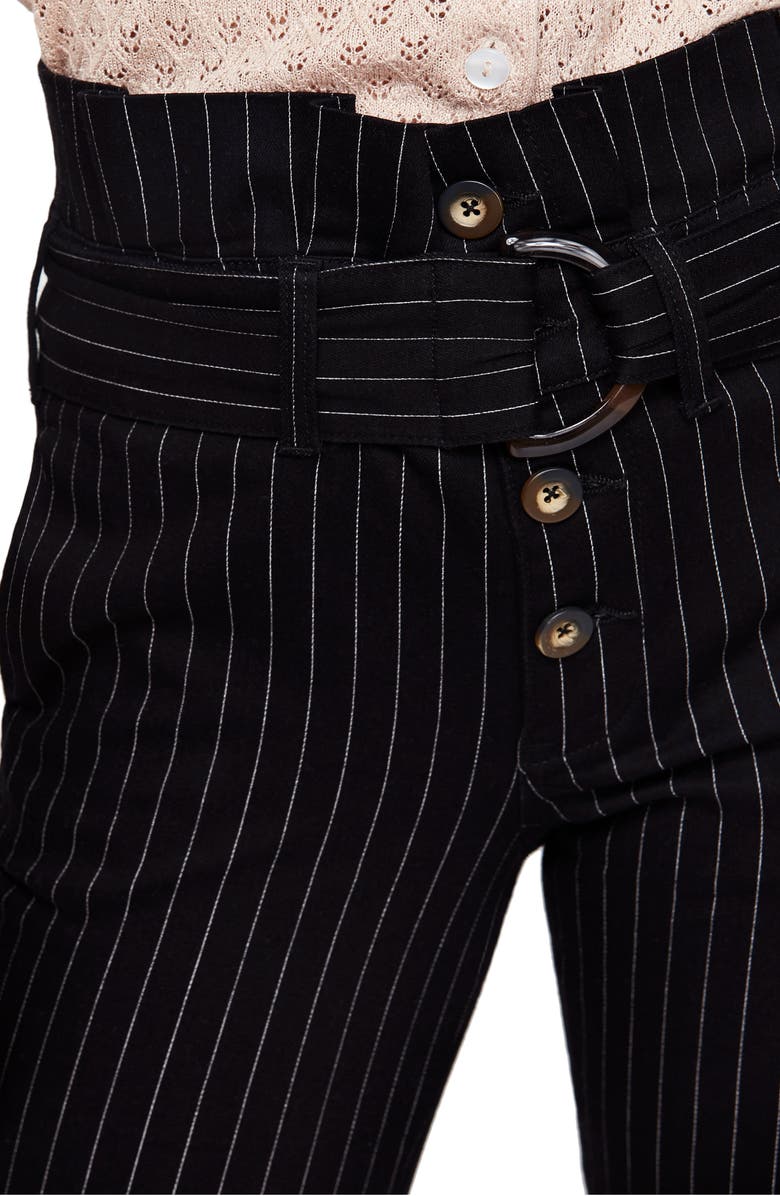 Free People Montella Pinstripe Crop Skinny Pants, Alternate, color, Black