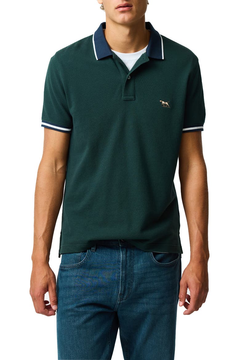 New Lynn Sports Fit Tipped Cotton Piqué Polo, Main, color, FOREST