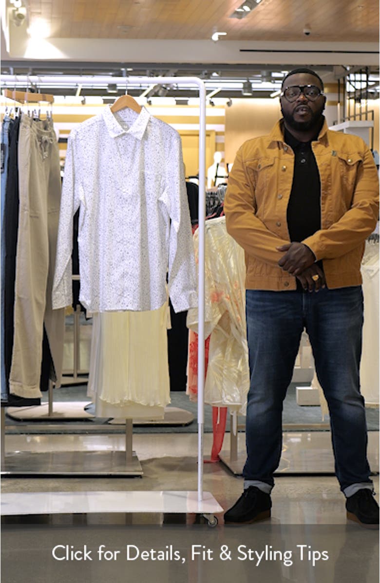 Ditsy Floral Long Sleeve Stretch Cotton Blend Button-Up Shirt, sales video thumbnail