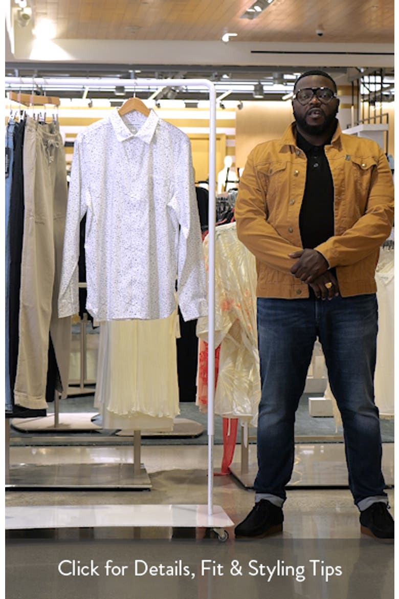 Ditsy Floral Long Sleeve Stretch Cotton Blend Button-Up Shirt video