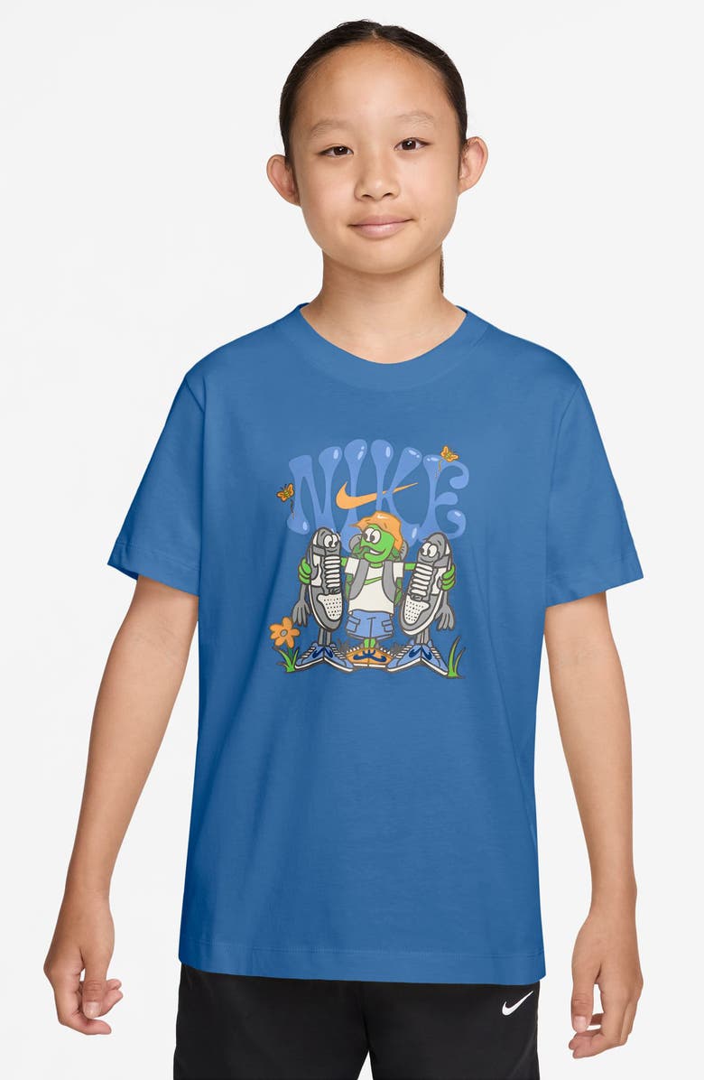 Nike Kids' Sportswear Cotton Graphic T-Shirt, Main, color, Star Blue