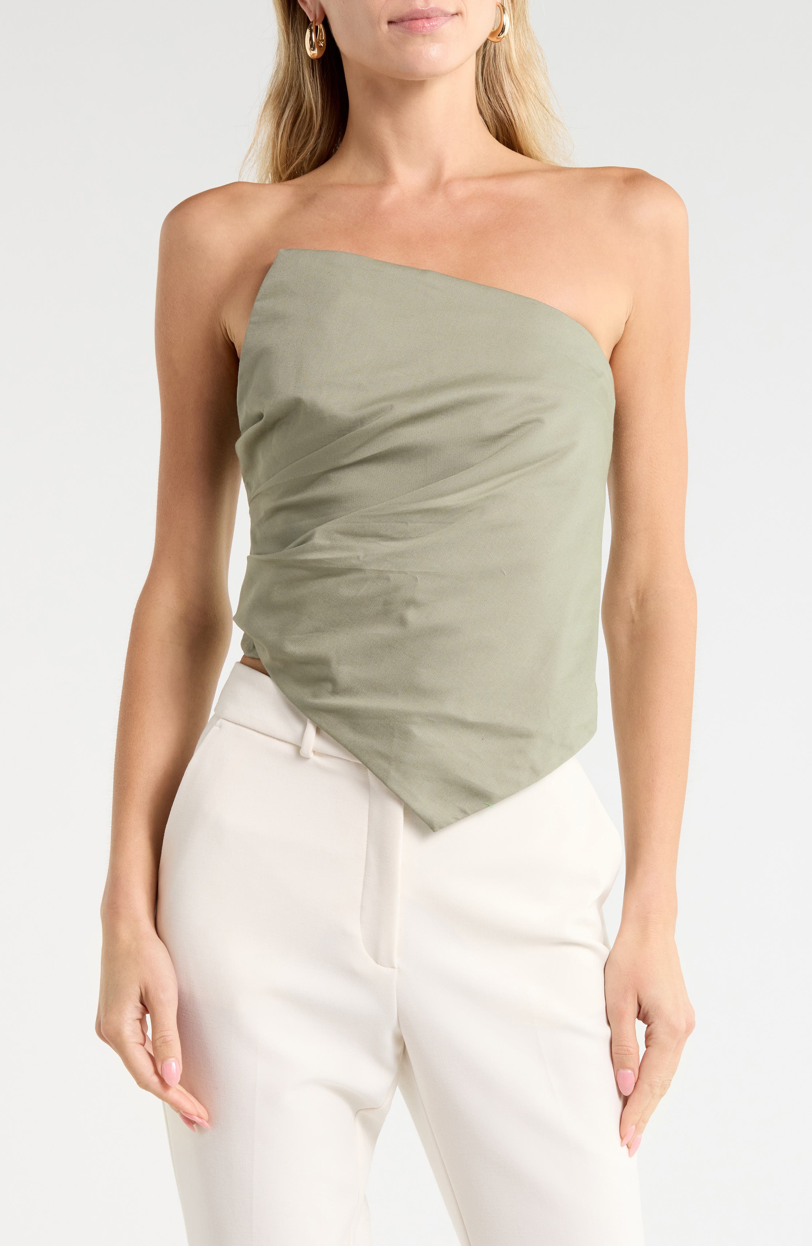 Arlo Asymmetrical Cotton Strapless Top
