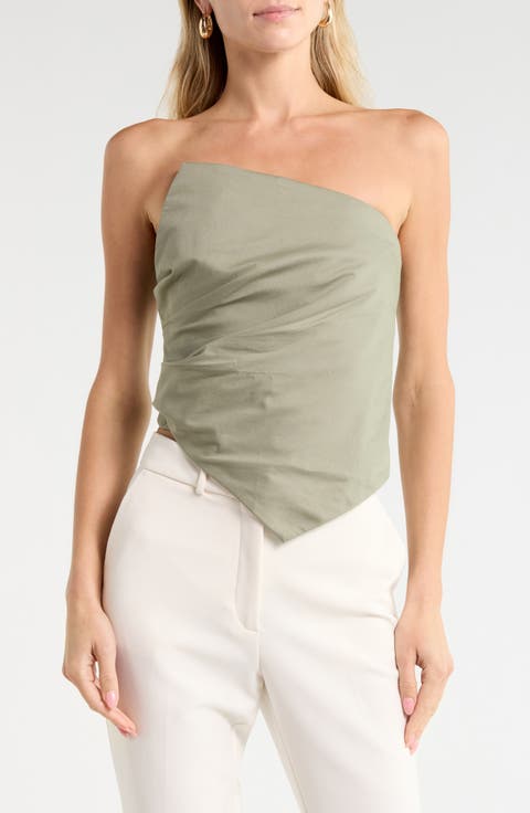 Arlo Asymmetrical Cotton Strapless Top