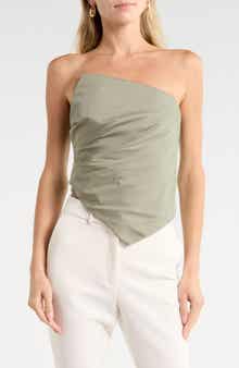 Arlo Asymmetrical Cotton Strapless Top