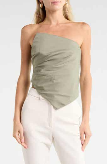 Arlo Asymmetrical Cotton Strapless Top