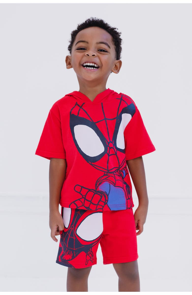 Marvel Spidey and His Amazing Friends Short Sleeve Hoodie & Shorts Set, Alternate, color, Red