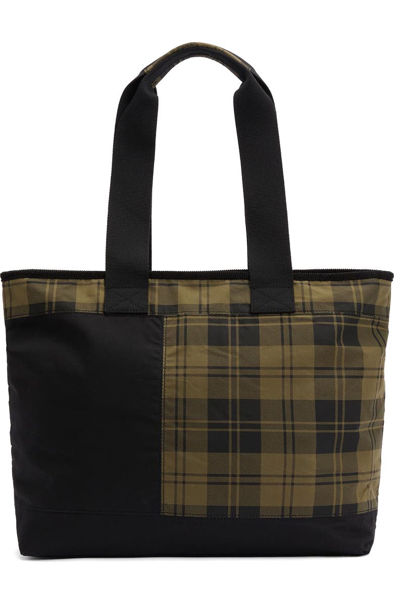 Barbour Mya Patchwork Cotton Tote, Alternate, color, Black/ Olive Check