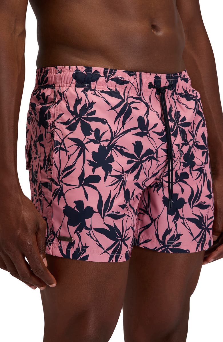 Sundek Print Swim Trunks, Alternate, color, Rose Petal