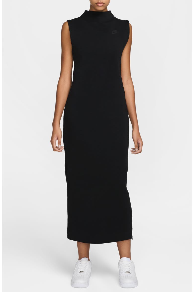 Tech Fleece Sleeveless Maxi Dress, Main, color, BLACK/ BLACK
