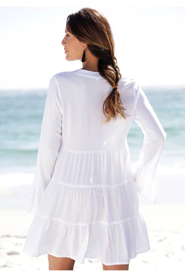 Flowy Flared Sleeve Dress, Alternate, color, White
