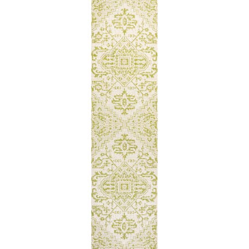 Jonathan Y Estrella Bohemian Medallion Textured Weave Indoor/outdoor Area Rug In Cream/green