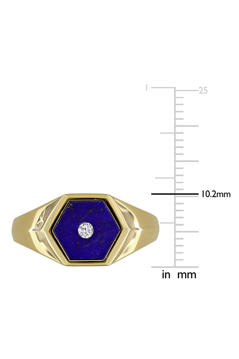 Lazuli Lapis & Diamond Hexagon Ring - 0.04ct., Alternate, color, BLUE