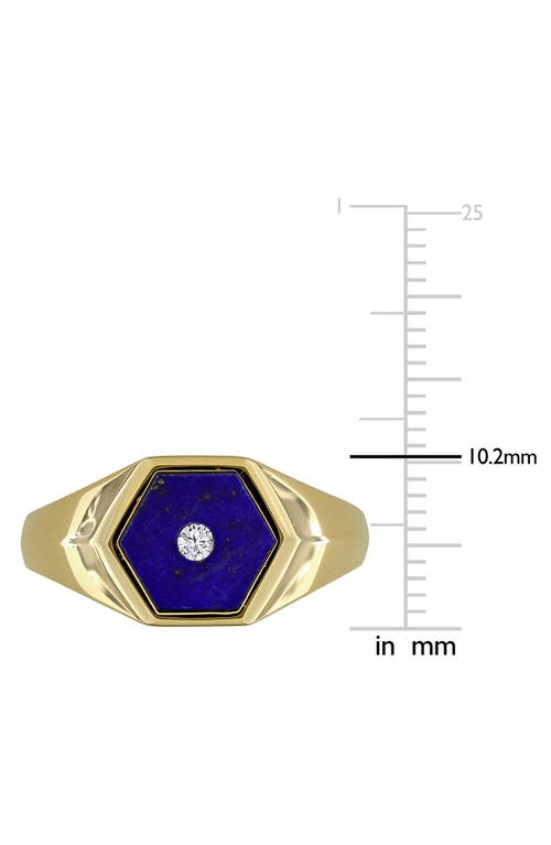 Delmar Gender Inclusive Lazuli Lapis & Diamond Hexagon Ring In Blue