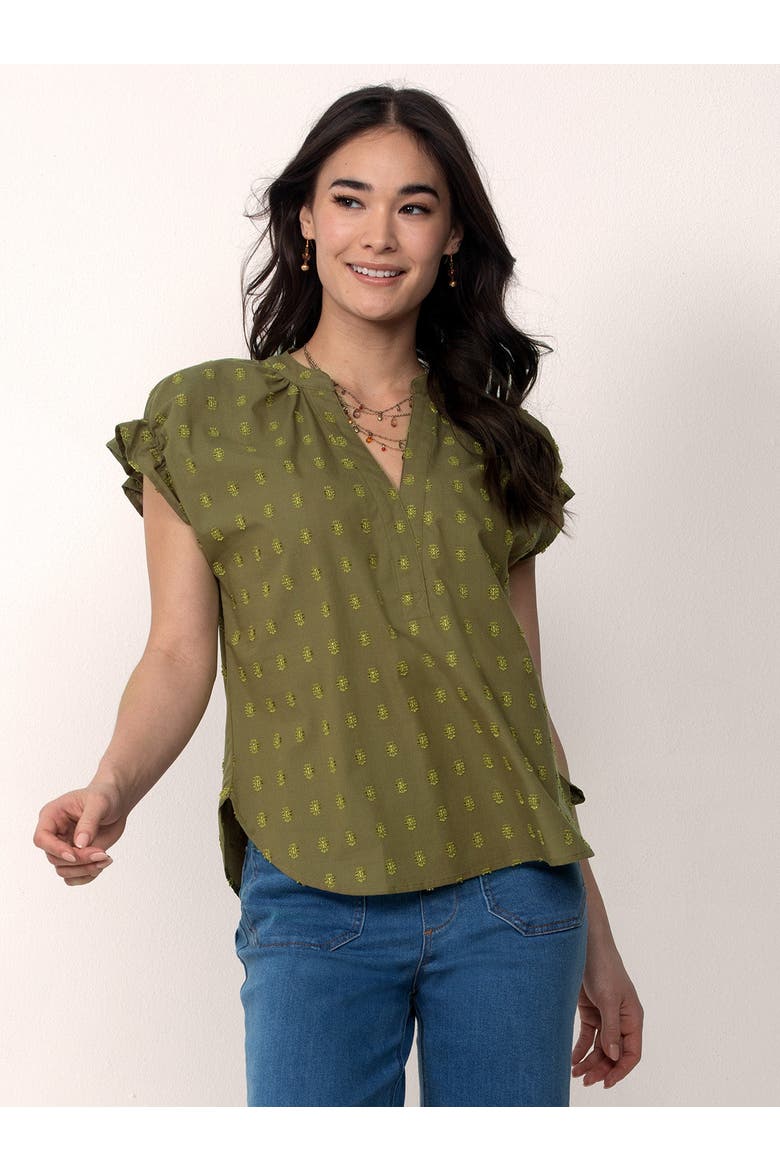 Cotton Peasant Blouse, Main, color, Olive