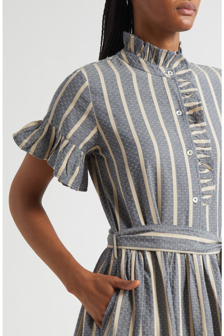 Victoria Ruffle Front Dress, Alternate, color, CHAMBRAY STRIPE