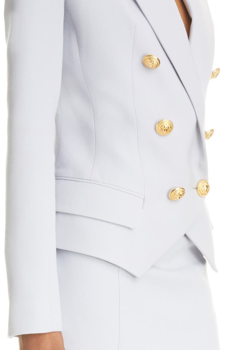 Double Breasted Wool Blazer, Alternate, color, LT BLUE
