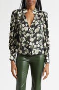 Alice + Olivia Marion Floral Print Pleated Top