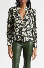 Alice + Olivia Marion Floral Print Pleated Top