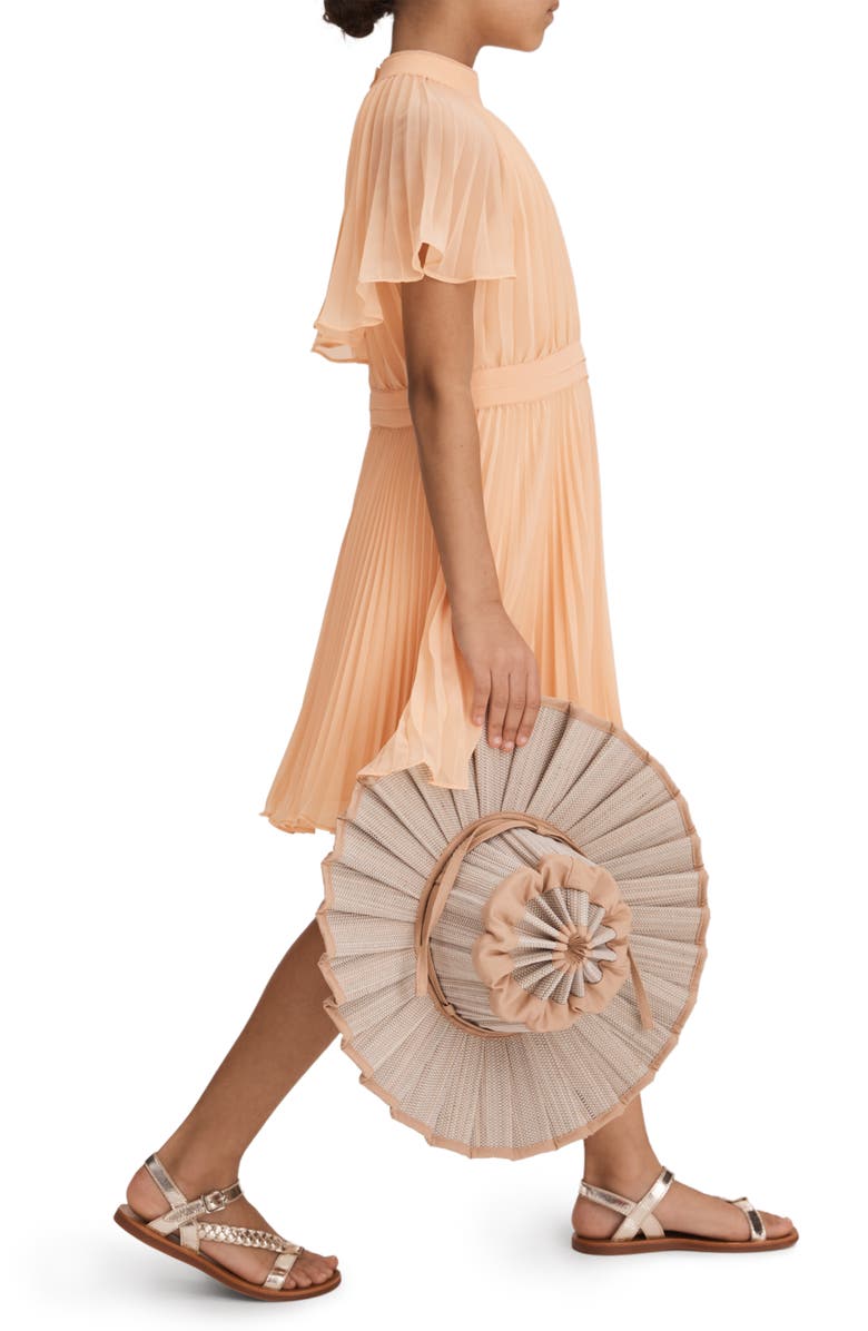 Reiss Kids' Verity Jr. Pleated Flutter Sleeve Dress, Alternate, color,