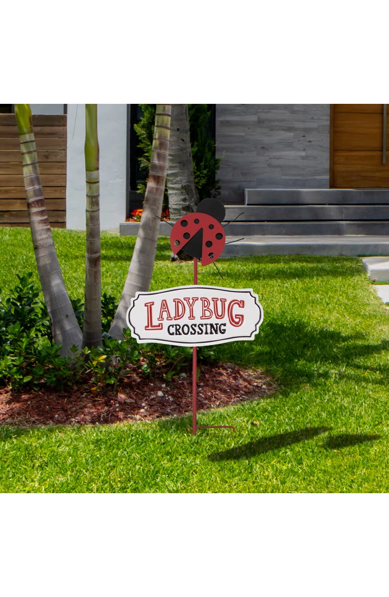 Northlight Ladybug Crossing Metal Outdoor Garden Stake - 23", Alternate, color, Black