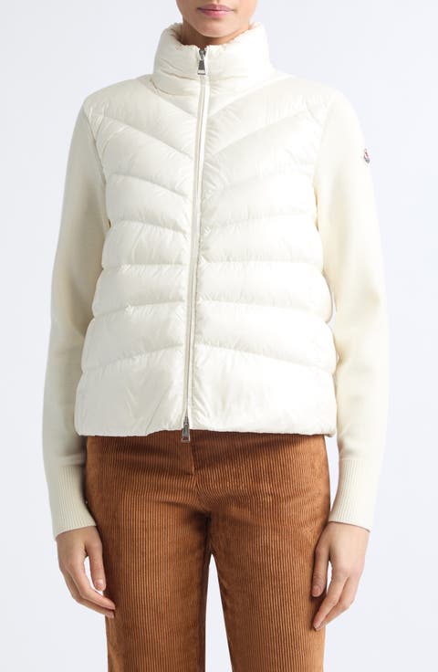 Quilted Down & Wool Knit Cardigan