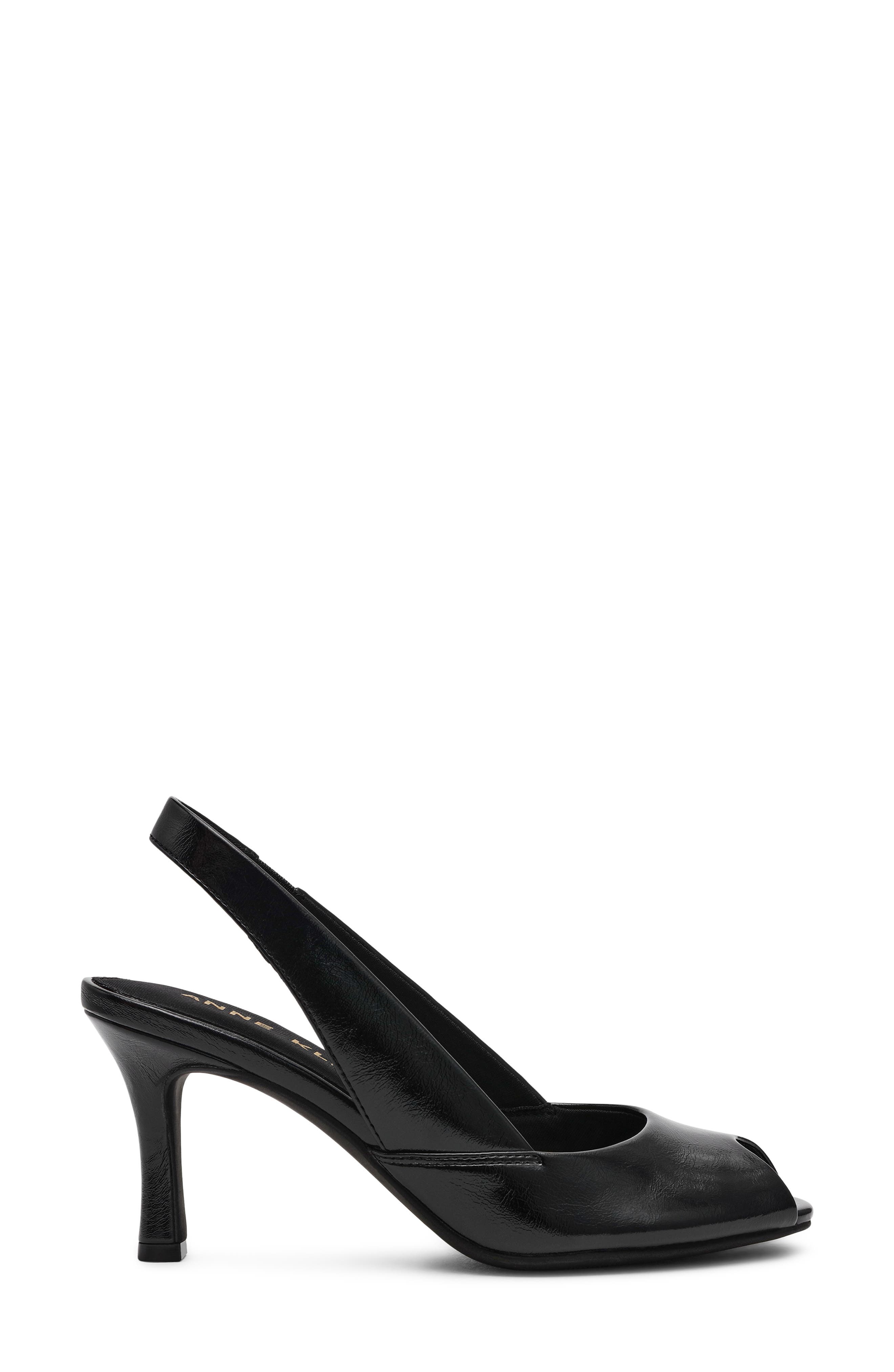Anne Klein Jovi Slingback Peep Toe Pump, Alternate, color, Black Crinkle