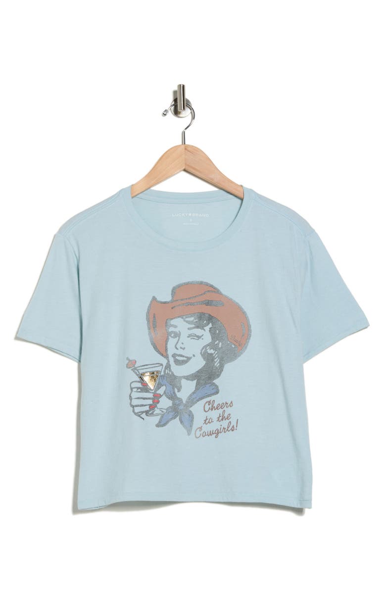 Lucky Brand Cheers to the Cowgirls Graphic T-Shirt, Alternate, color, Ether