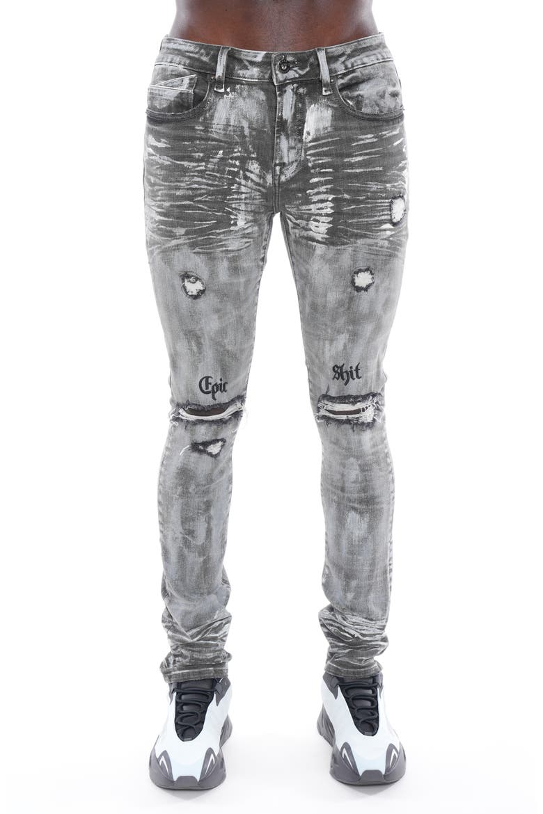 Punk Distressed Super Skinny Jeans, Main, color, SHEETROCK