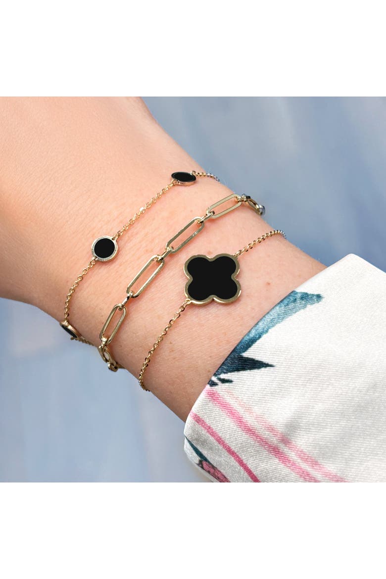 Large Onyx Single Clover Bracelet, Alternate, color, Onyx