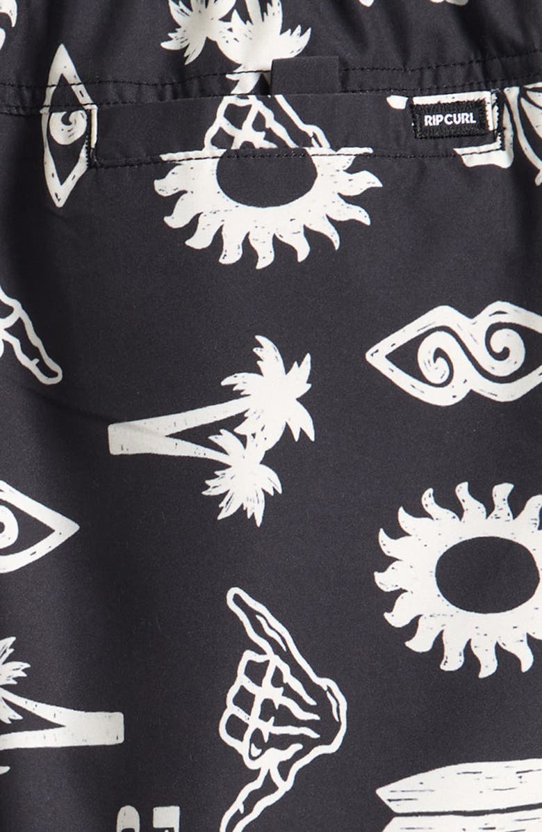 Rip Curl Kids' Island Paradiso Volley Swim Trunks, Alternate, color, Washed Black