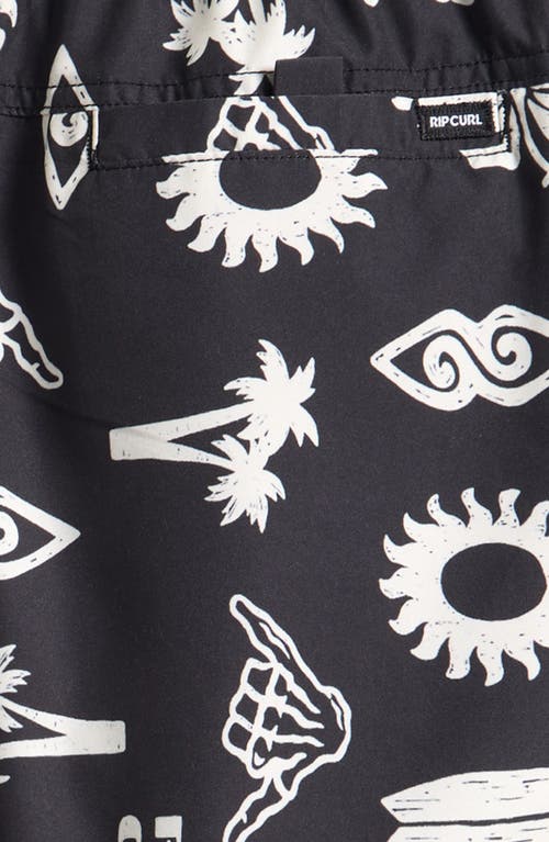 Rip Curl Kids' Island Paradiso Volley Swim Trunks In Black