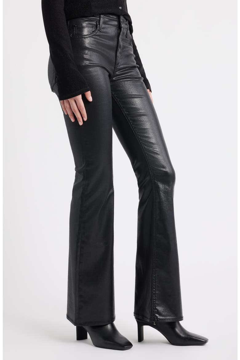 Flexi Dahlia Coated Mid Rise Flare Jeans, Alternate, color, BLACK COATED