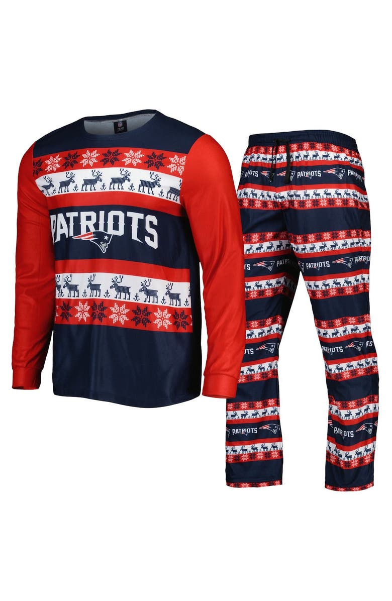 FOCO Men's FOCO Navy New England Patriots Team Ugly Pajama Set, Main, color, 