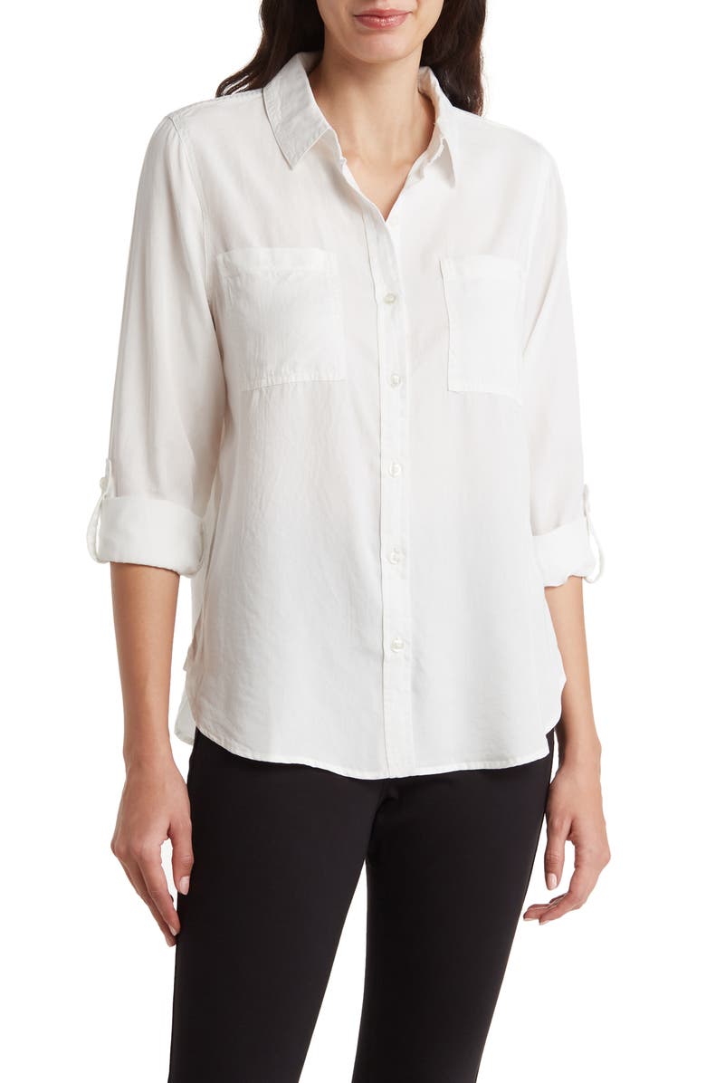 Calvin Klein Jeans Roll Tab Long Sleeve Button-Up Shirt, Main, color,