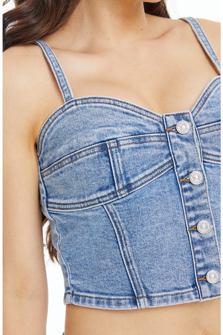 Lunna Denim Corset Top, Alternate, color, WAVE