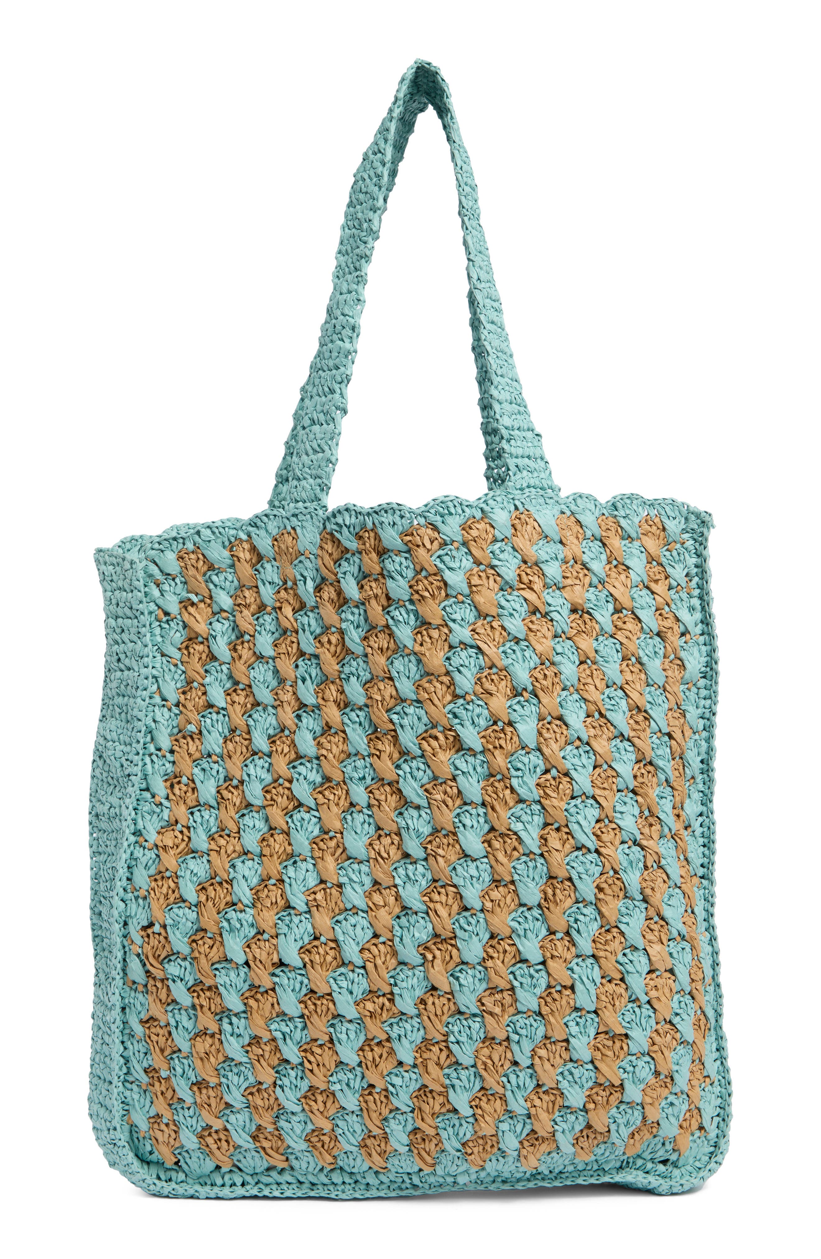 Collection XIIX Two-Tone Crochet Tote Bag, Alternate, color, Blue Multi