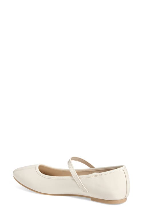 T Tahari Round Toe Mary Jane Flat In Ivory Patent