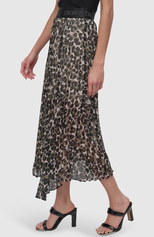 Dkny Print Asymmetric Midi Skirt In Spring Animal Green
