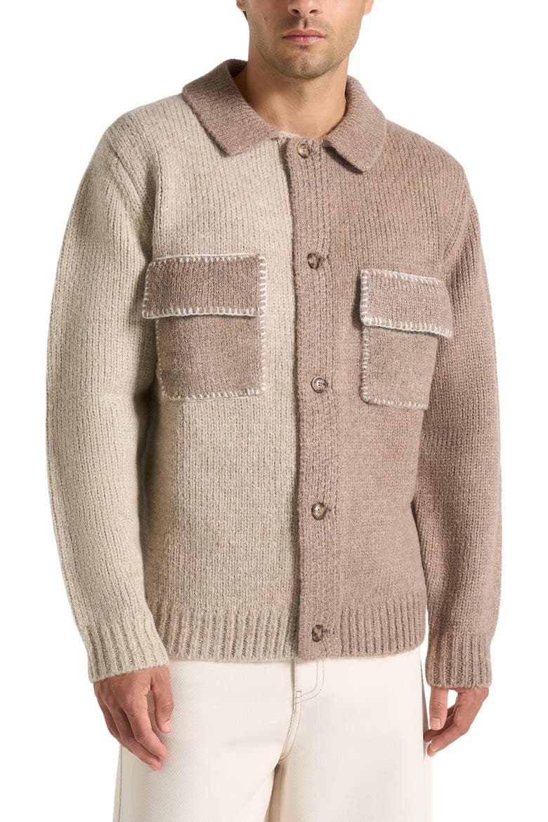 Jean Mohair-Blend Colour Block Cardigan, Alternate, color, Beige