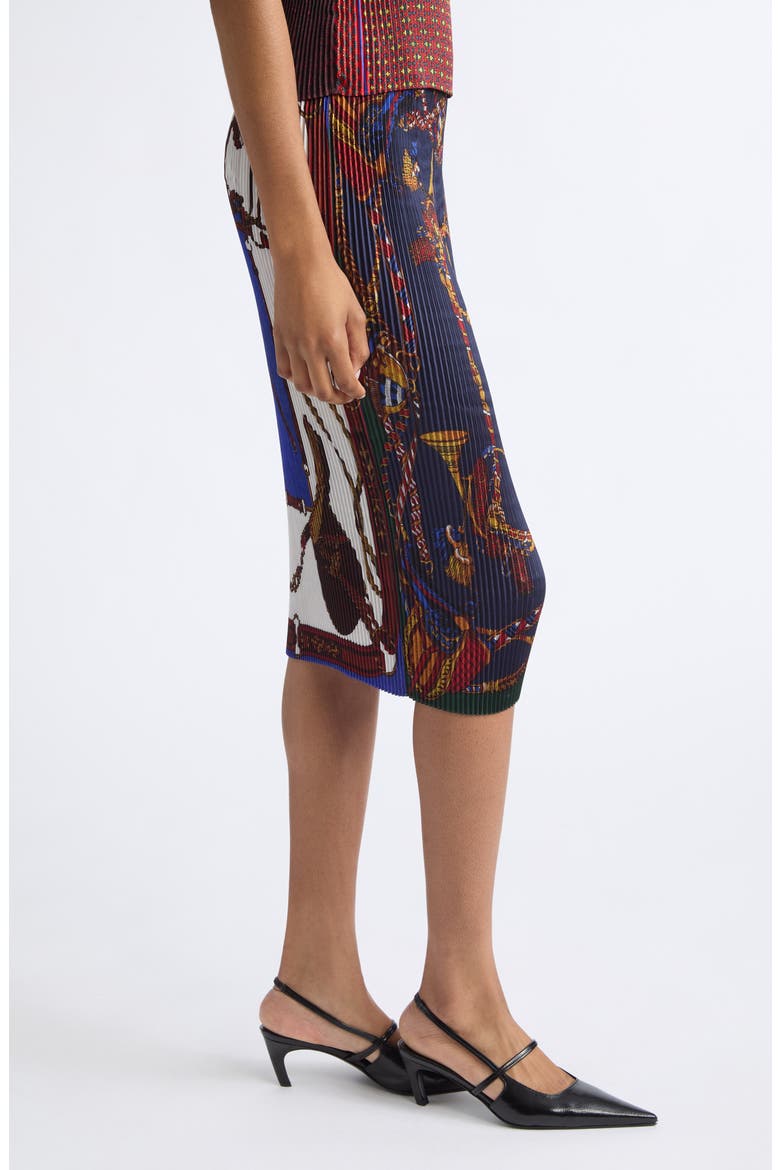 Pleated Scarf Midi Skirt, Alternate, color, GREEN MULTI PRINT