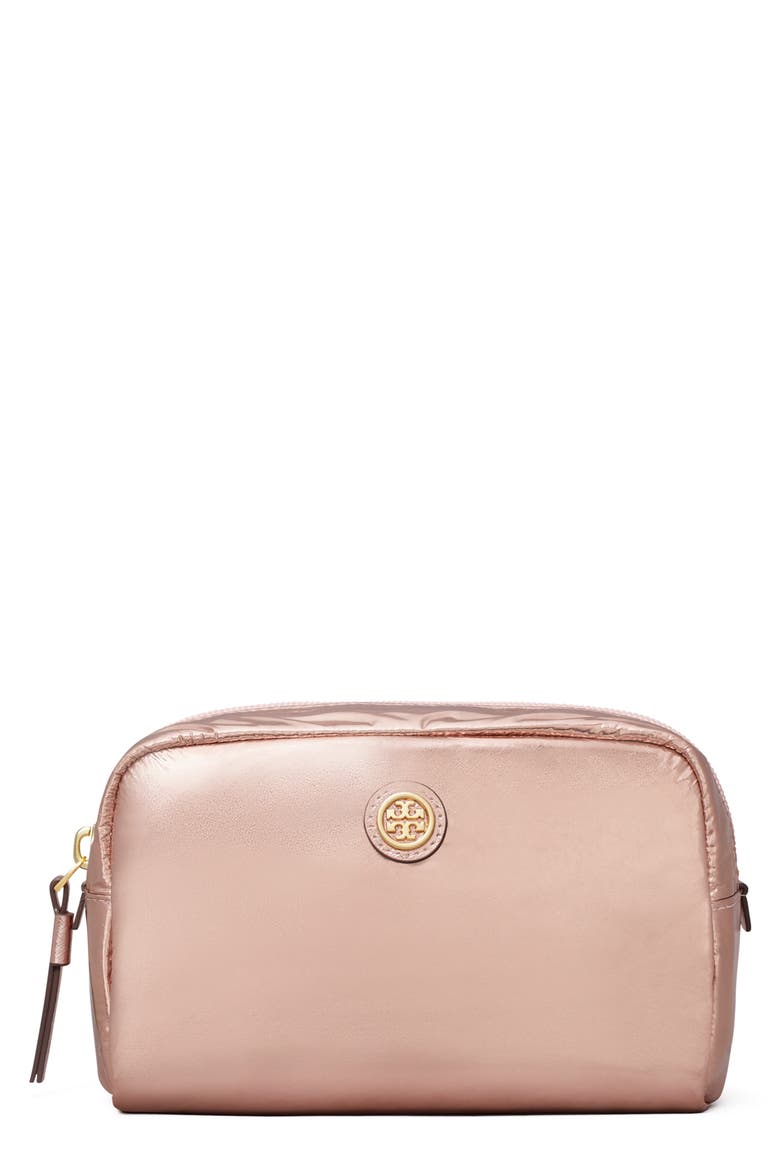 Virginia Metallic Cosmetic Bag, Main, color, PINK GOLD