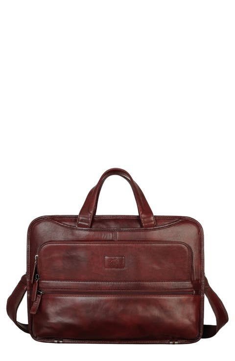Leather Triple Compartment Briefcase